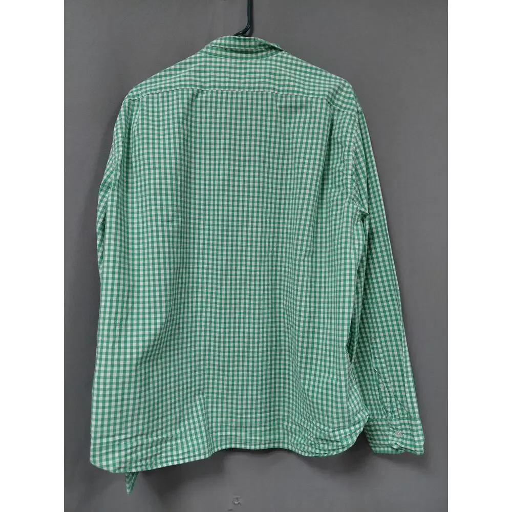 J.Crew Slim Untucked Green Gingham Button-Up Shirt Men Size XXL